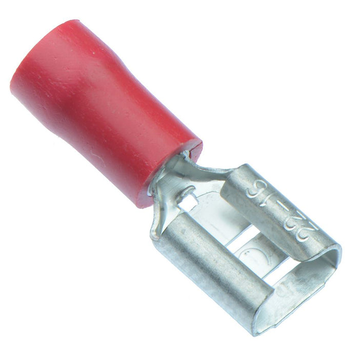 Red 6.3mm Female Spade Crimp Connector (Pack of 100)