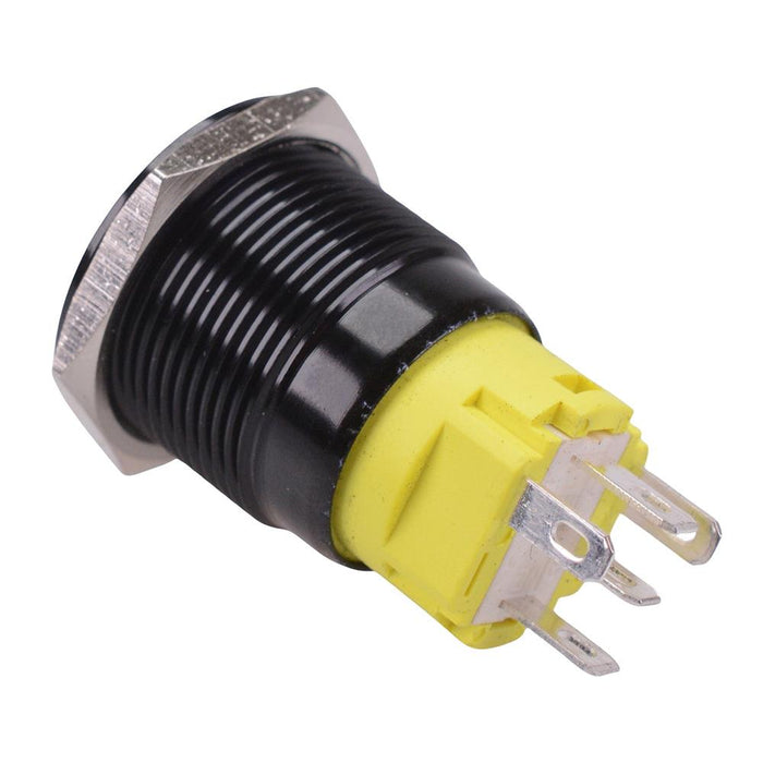 Blue LED On-(On) Momentary 19mm Black Vandal Resistant Push Button Switch SPDT