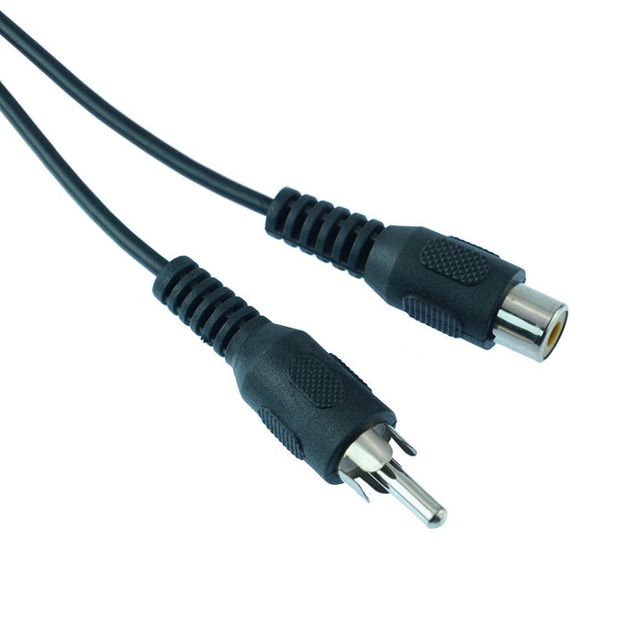 Black 1m Male to Female RCA Phono Extension Cable Lead