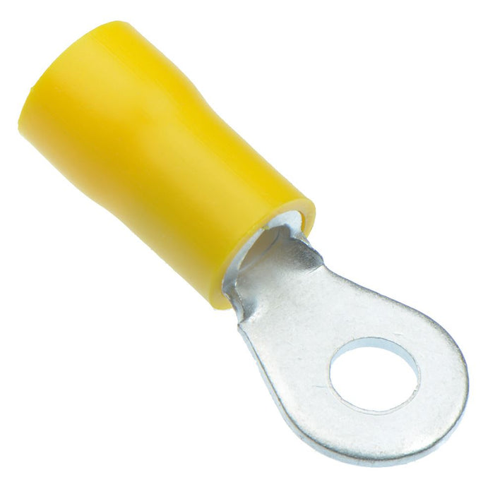 Yellow 4.3mm Insulated Crimp Ring Terminal (Pack of 100)