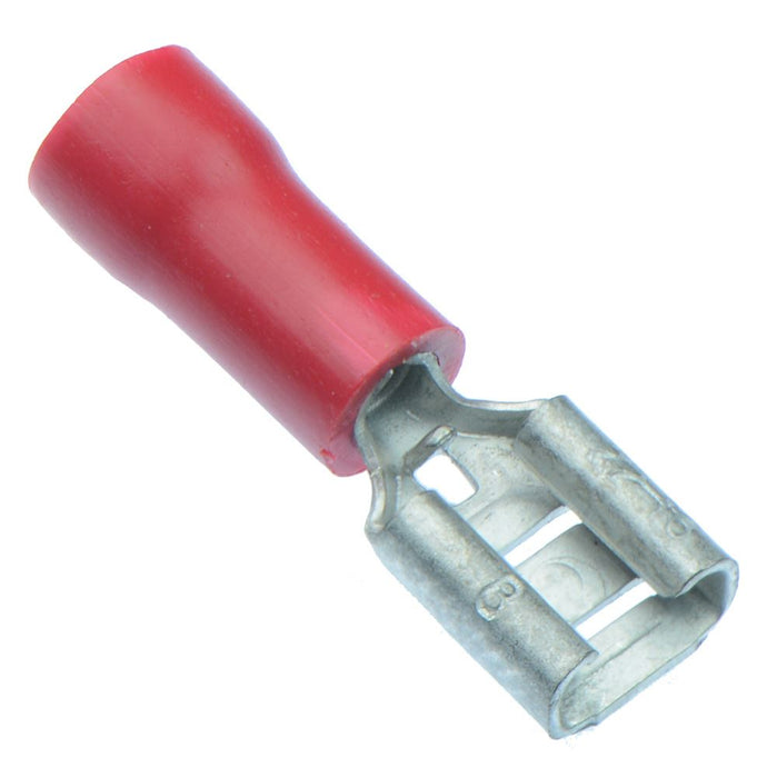 Red 4.8mm x 0.5mm Female Insulated Tab Crimp Connector (Pack of 100)