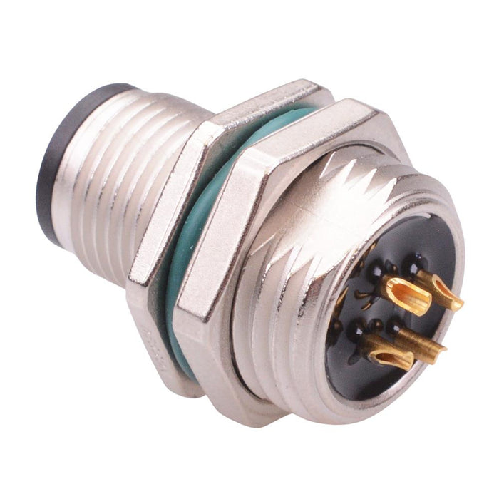 4 Way M12 Male Front Mounting Receptacle Circular Connector IP68 4A 250V