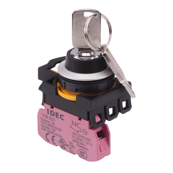IDEC CW Series 2 Position Metallic Maintained Key Switch 1NC IP65