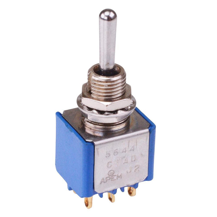 5644CTAD1.25 APEM On-On-On 6.35mm Miniature Toggle Switch DPDT 4A 30VDC