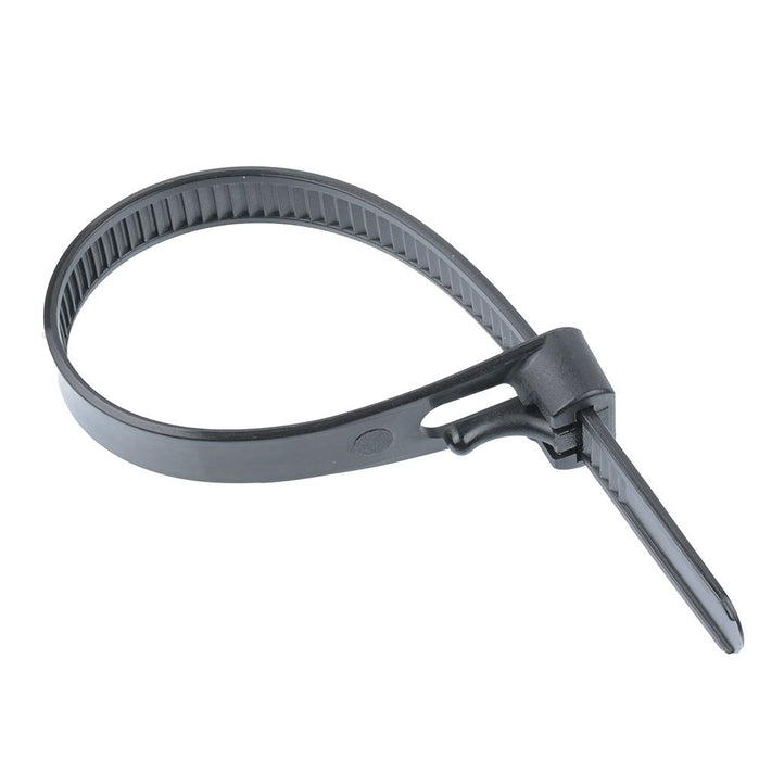 7.6mm Black Resealable Cable Tie 200mm - Pack of 100