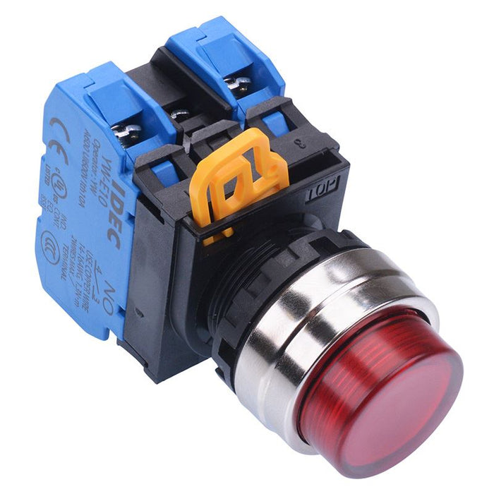 IDEC Red 12V illuminated 22mm Metal Bezel Maintained Push Button Switch 2NO IP65 YW4L-A2E20Q3R