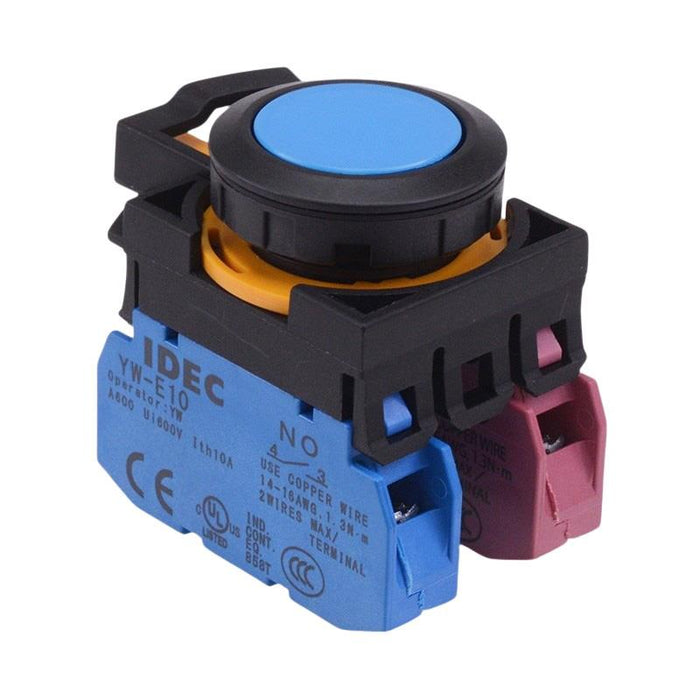 IDEC CW Series Blue Maintained Flush Push Button Switch 1NO-1NC IP65