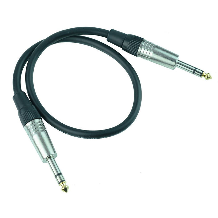 50cm 6.35mm Stereo to 6.35mm Stereo Jack Plug Lead