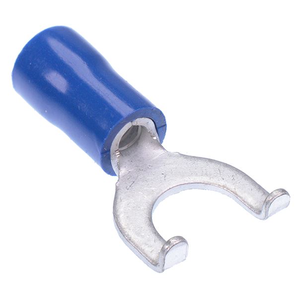 Blue 6.4mm Insulated Flanged Fork Crimp Terminal (Pack of 100)