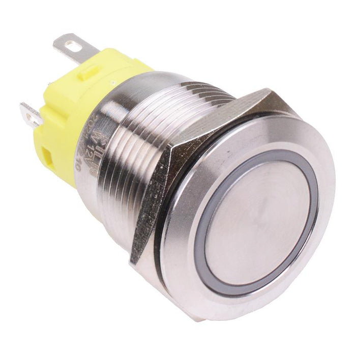 Yellow LED On-On Latching 19mm Vandal Resistant Push Switch SPDT