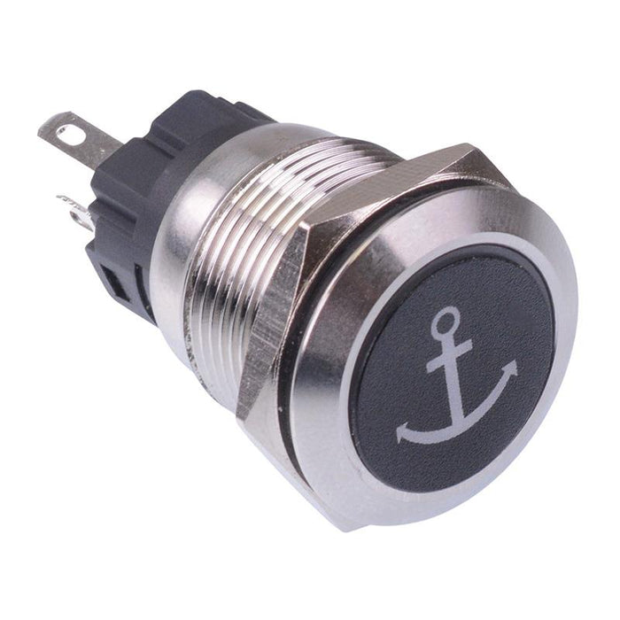 Anchor' Blue LED Momentary 19mm Vandal Push Button Switch SPDT 12V
