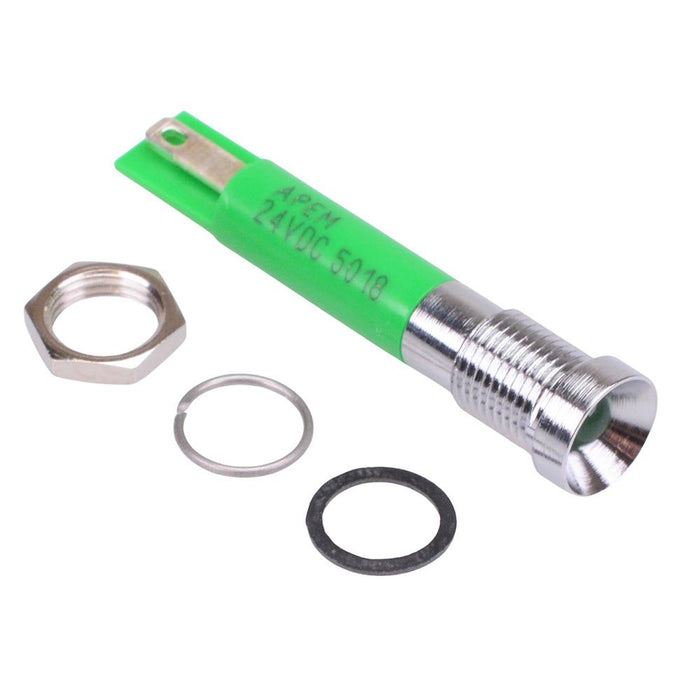 Q8R1CXXHG24E Hyper Bright Green Recessed 8mm 24VDC LED Panel Indicator IP67 APEM