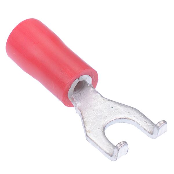 Red 4.3mm Insulated Flanged Fork Crimp Terminal (Pack of 100)