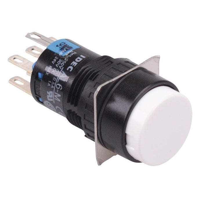 AB6M-M2PWC White 16mm Momentary Round Push Button Switch IP65 DPDT