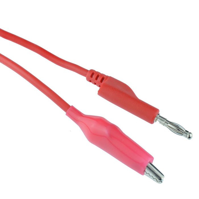 Red 4mm Stackable Banana Plug to Alligator Clip Test Lead 100cm