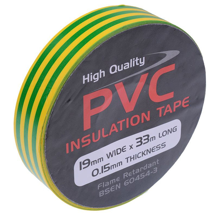 19mm x 33m Green/Yellow PVC Insulation Tape
