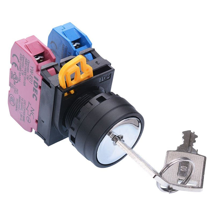 IDEC 22mm 3 Position Maintained Key Switch 1NO-1NC IP65 YW1K-3AE11N1