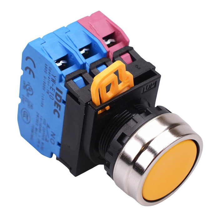 YW4B-A1E21Y Yellow 22mm Metal Bezel Maintained Push Button Switch 2NO-1NC IP65 IDEC