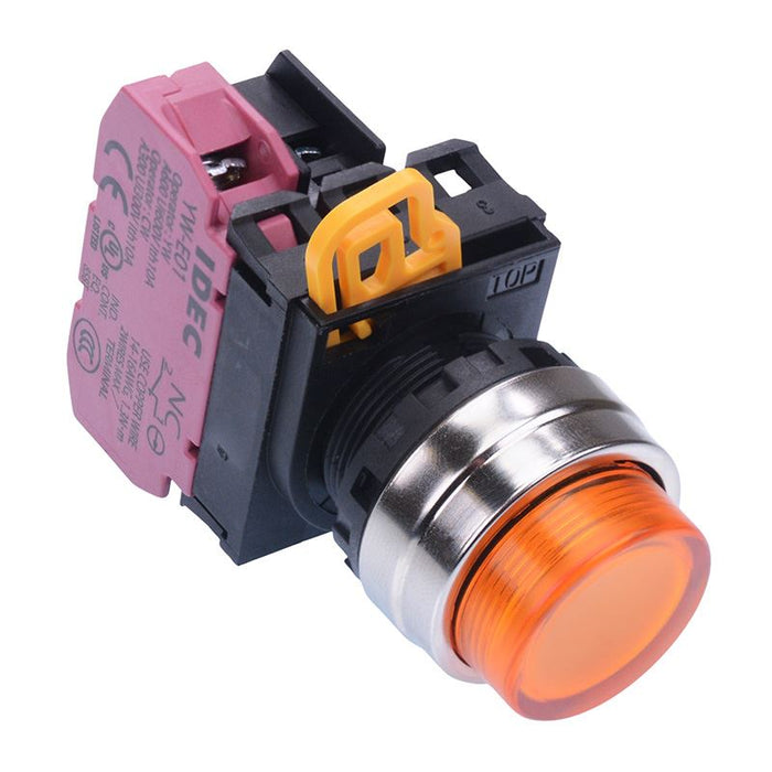 IDEC Amber 12V illuminated 22mm Metal Bezel Maintained Push Button Switch NC IP65 YW4L-A2E01Q3A