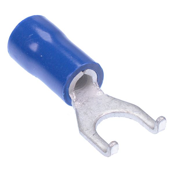 Blue 5.3mm Insulated Flanged Fork Crimp Terminal (Pack of 100)