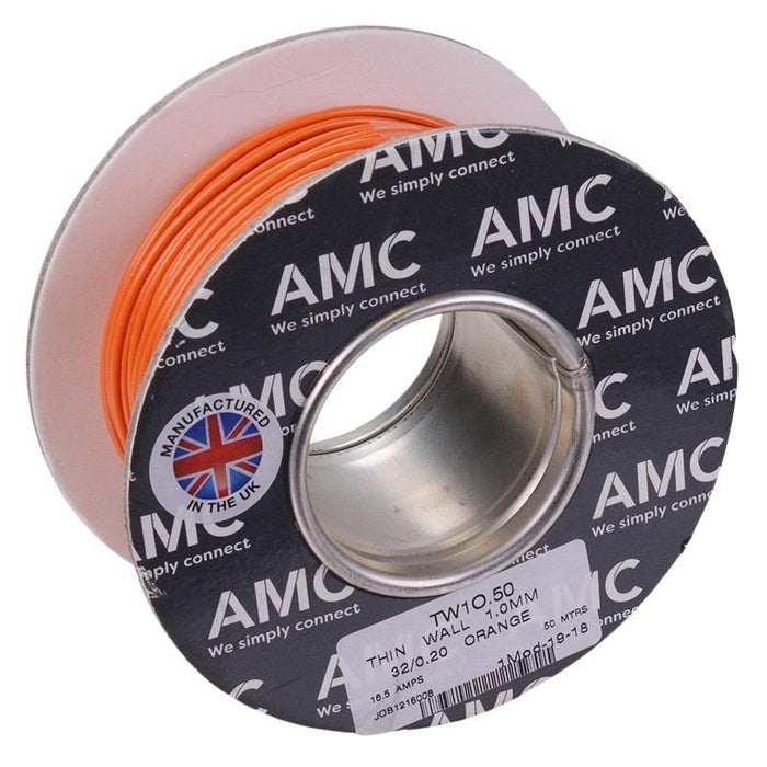 Orange 1mm² Thin Wall Cable 32/0.2mm 50M