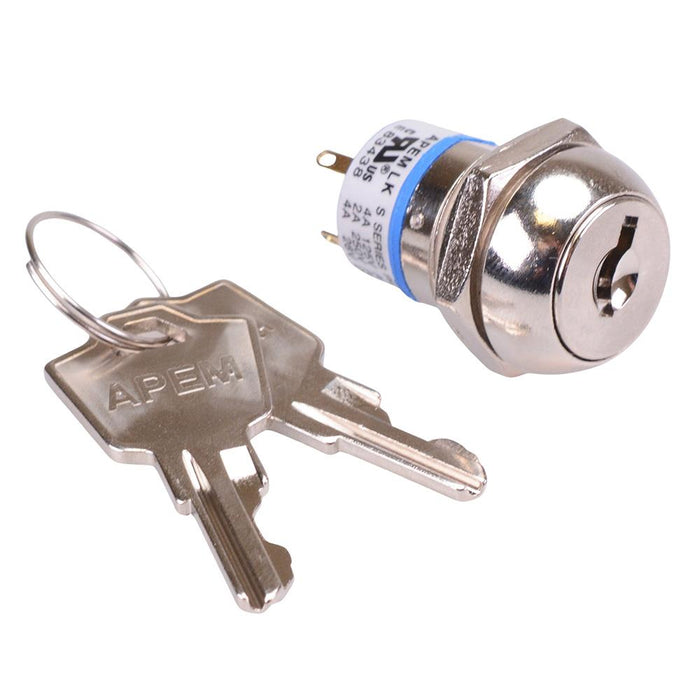 On-On-On 3 Way 19mm Key Switch SP3T 4A APEM