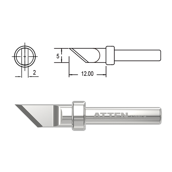 T300-K 2mm Knife Soldering Iron Tip ATTEN
