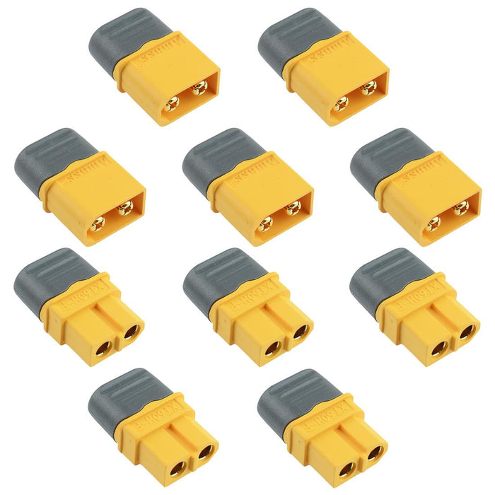 5 Pairs Male + Female XT60 Gold Plated Connector with Cap 30A Amass