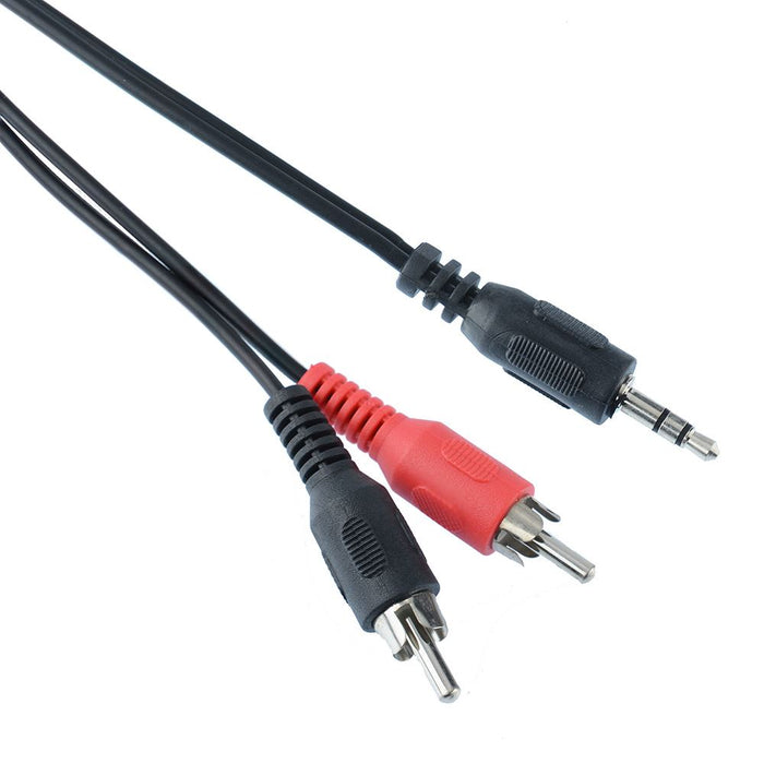 5m Red / Black Twin Phono Male RCA to 3.5mm Stereo Plug Lead