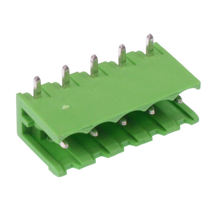 5-Way 5.0mm Right Angle PCB Header Open Ends Green 15A 300V