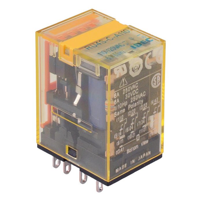 RU4S-C-A110 110-120VAC Plug In Power Relay 6A 4PDT IDEC