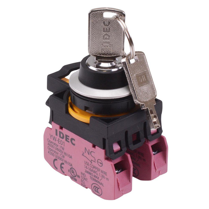 IDEC CW Series 3 Position Metallic Maintained Key Switch 2NC IP65