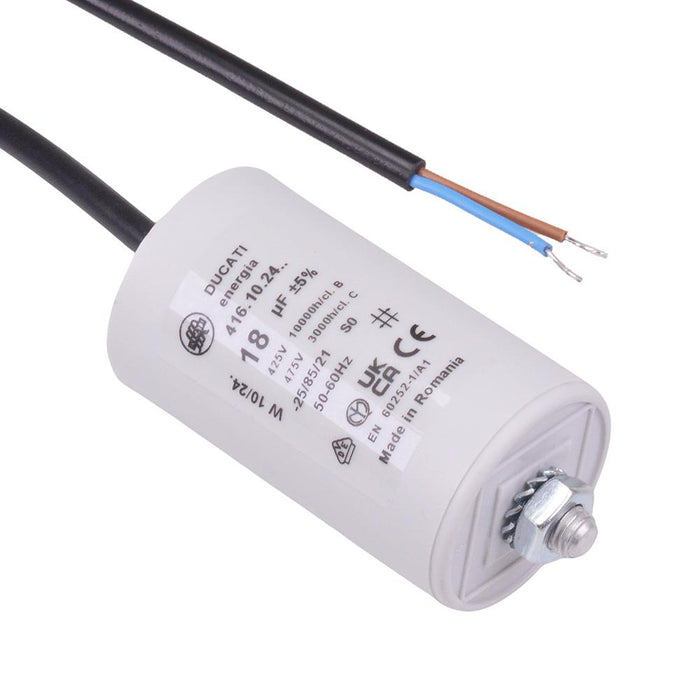 18uF Motor Run Prewired Capacitor Metallised Polypropylene 425V