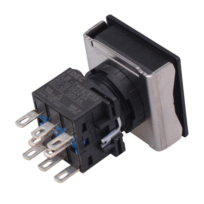 LBW7L-M1T64R Red 24V illuminated Momentary Square Flush 22.5mm Push Button Switch DPDT IDEC