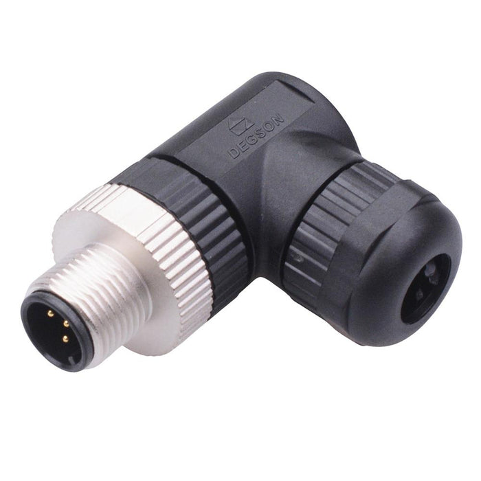 5 Way M12 Right Angle Male Industrial Circular Connector IP67 4A 250V