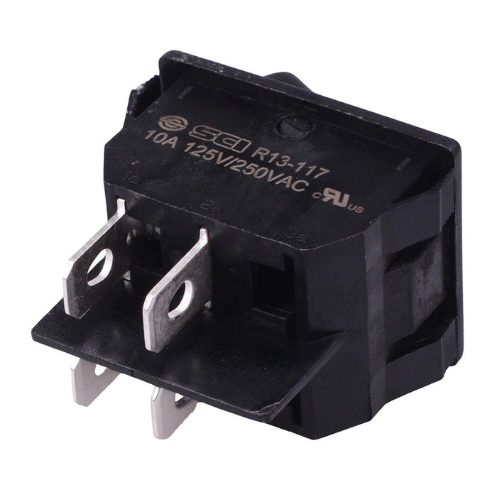 On-Off Black Rectangle Rocker Switch DPST 10A R13-117A-01