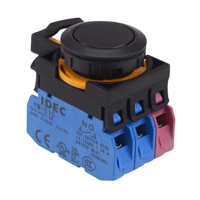 IDEC CW Series Black Maintained Flush Push Button Switch 2NO-1NC IP65