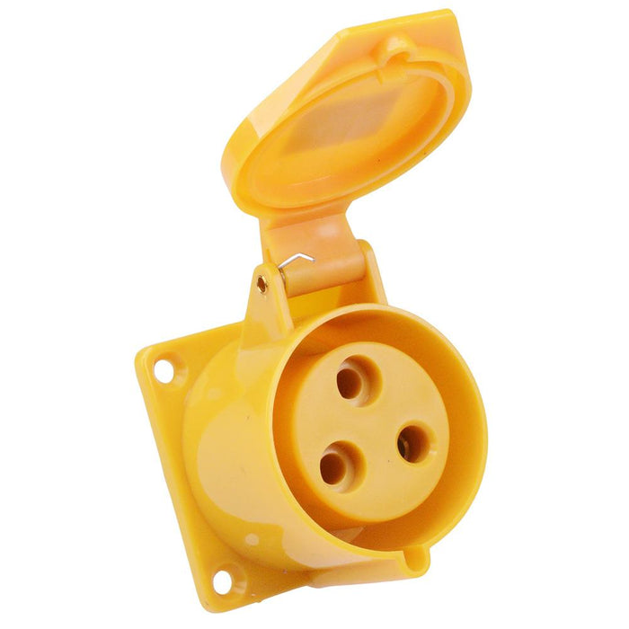 Yellow 32A 110V 2P+E Industrial Panel Mount Socket IP44