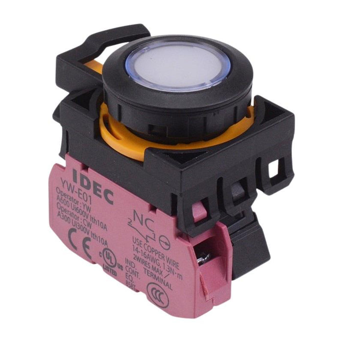 CW1L-A1E01Q3PW White 12V illuminated Maintained Push Button Switch 1NC IP65 IDEC