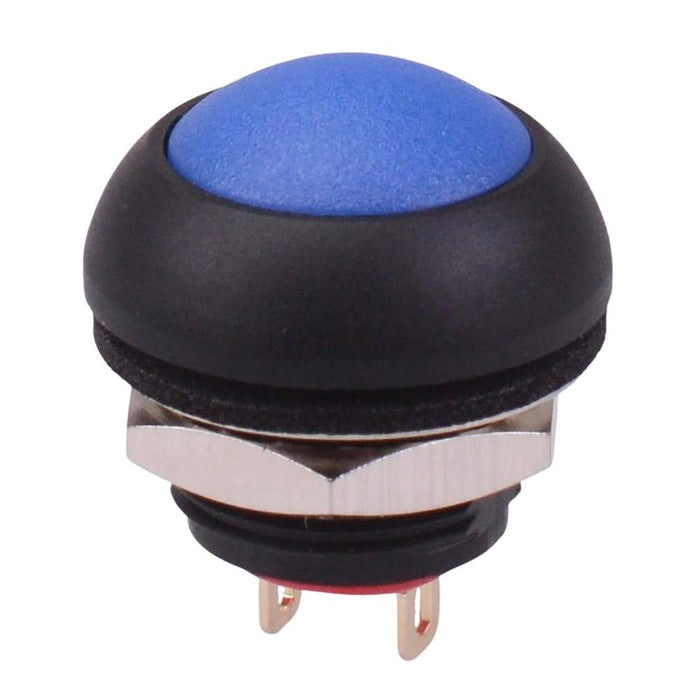 Blue Off-(On) Momentary 12mm Round Push Button Switch SPST IP67