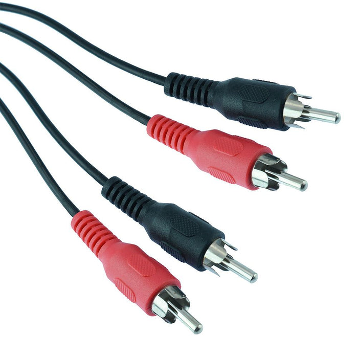 3m Red / Black Twin 2 RCA Phono Plug to Plug Cable Lead