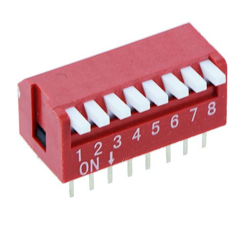8-Way Piano DIP DIL Red PCB Switch