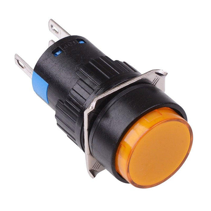 Yellow Round Momentary 16mm Push Button Switch NO/NC 12V
