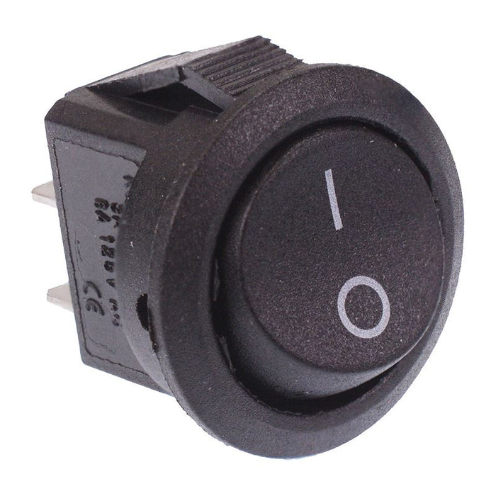 Miniature 15mm Round Black On-Off Rocker Switch SPST