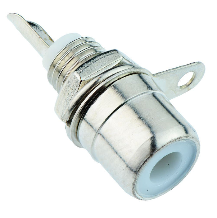 White RCA Panel Mount Socket Nickel Plated