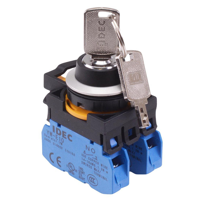 IDEC CW Series 3 Position Metallic Maintained Key Switch 2NO IP65
