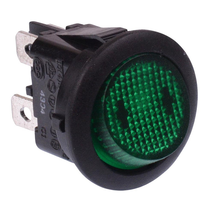 Green On-Off 110V illuminated Round Rocker Switch DPST 10A