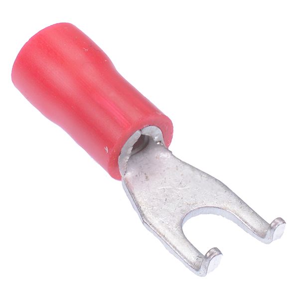 Red 3.7mm Insulated Flanged Fork Crimp Terminal (Pack of 100)