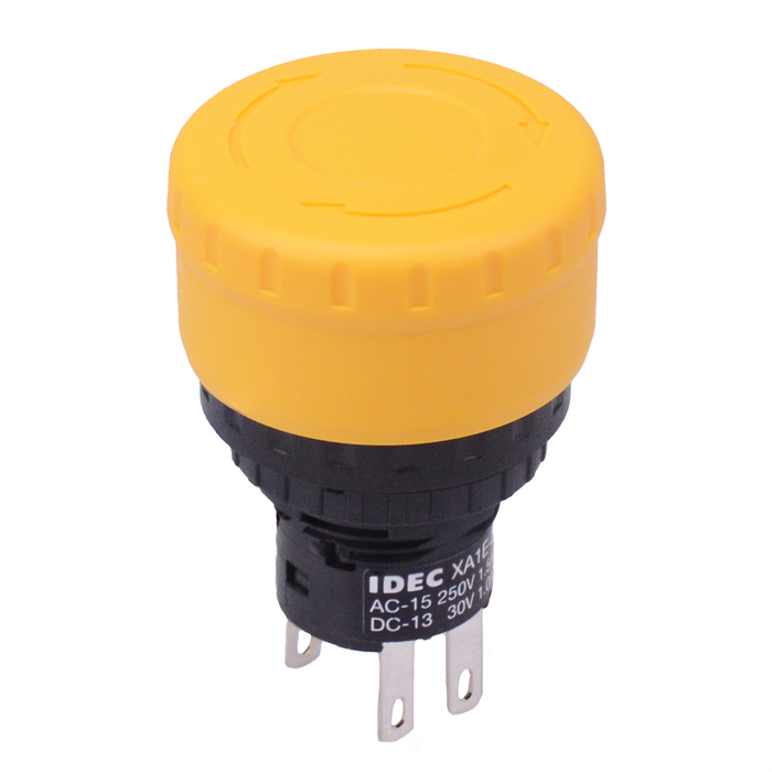 XA1E-BV3U02KT-Y Yellow Unibody 16mm Stop Switch 2NC IP40 IDEC