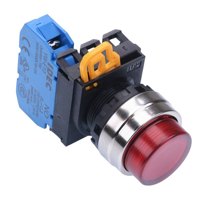 IDEC Red 22mm Metal Bezel Maintained Push Button Switch NO IP65 YW4L-A2E10Q0R